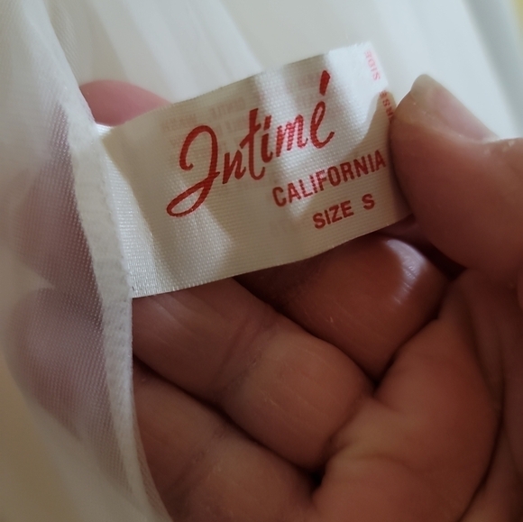 Vintage Peignoir Set Intime White Pink Long 2-piece Robe Nightgown Chiffon Lace - Picture 5 of 11